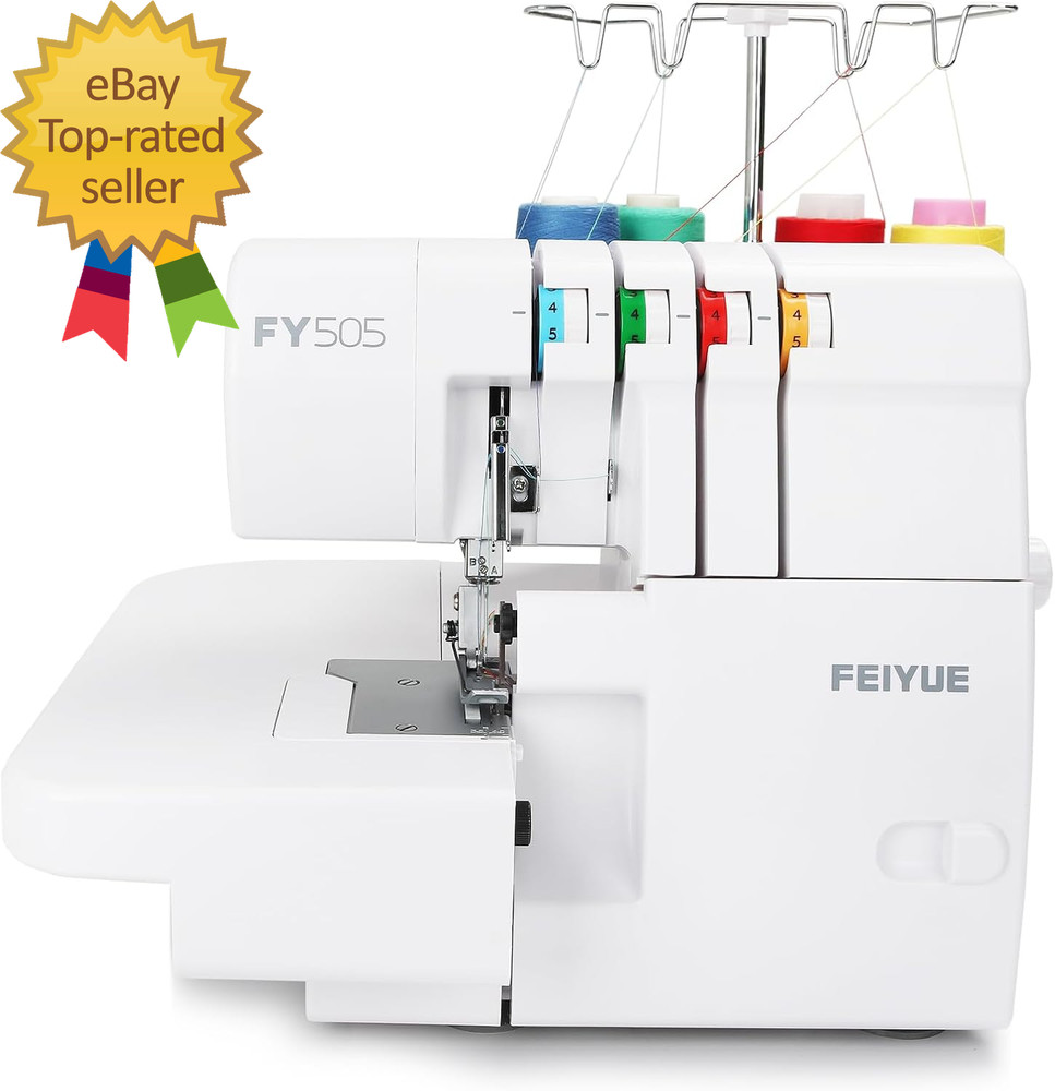 FY505 Serger Overlock Machine with 2/3/4 Thread Capability, Built-In Rolled Hem,