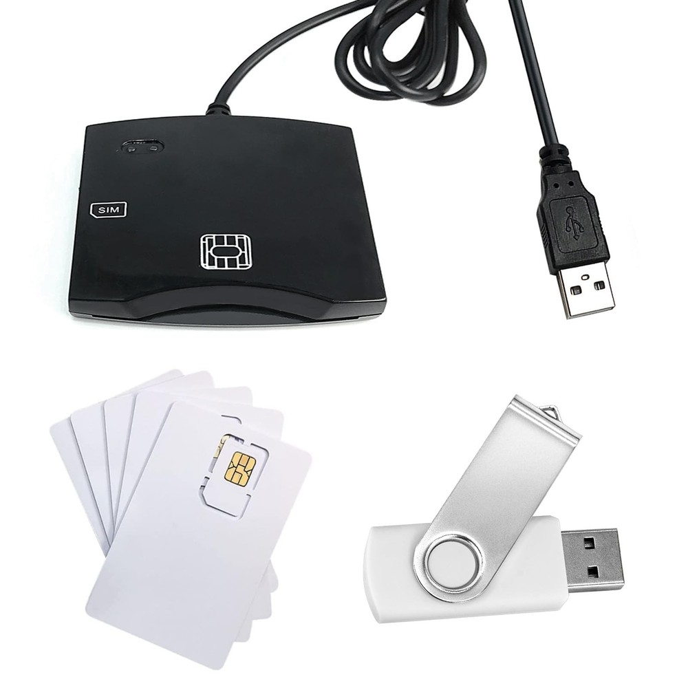 Smart SIM Card Reader Writer EMV Chip Reader Writer Programmer with 5pc Blank...