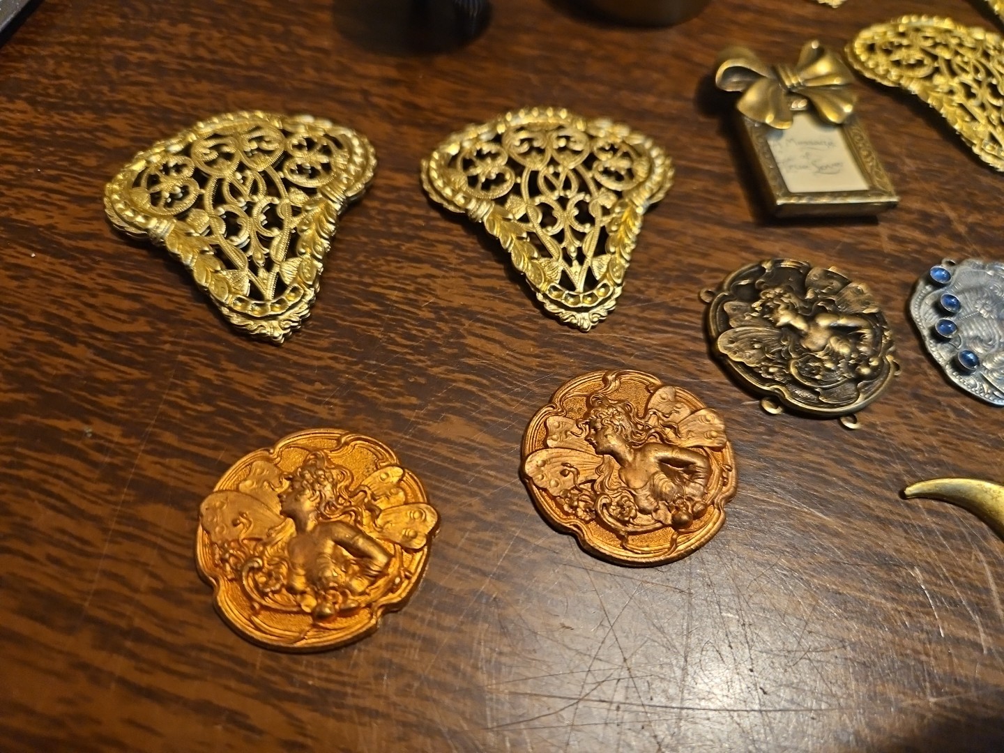 Lot Of 20 Fancy Piece Mixed France Vintage 60s Brass Stampings Findings Jewelry