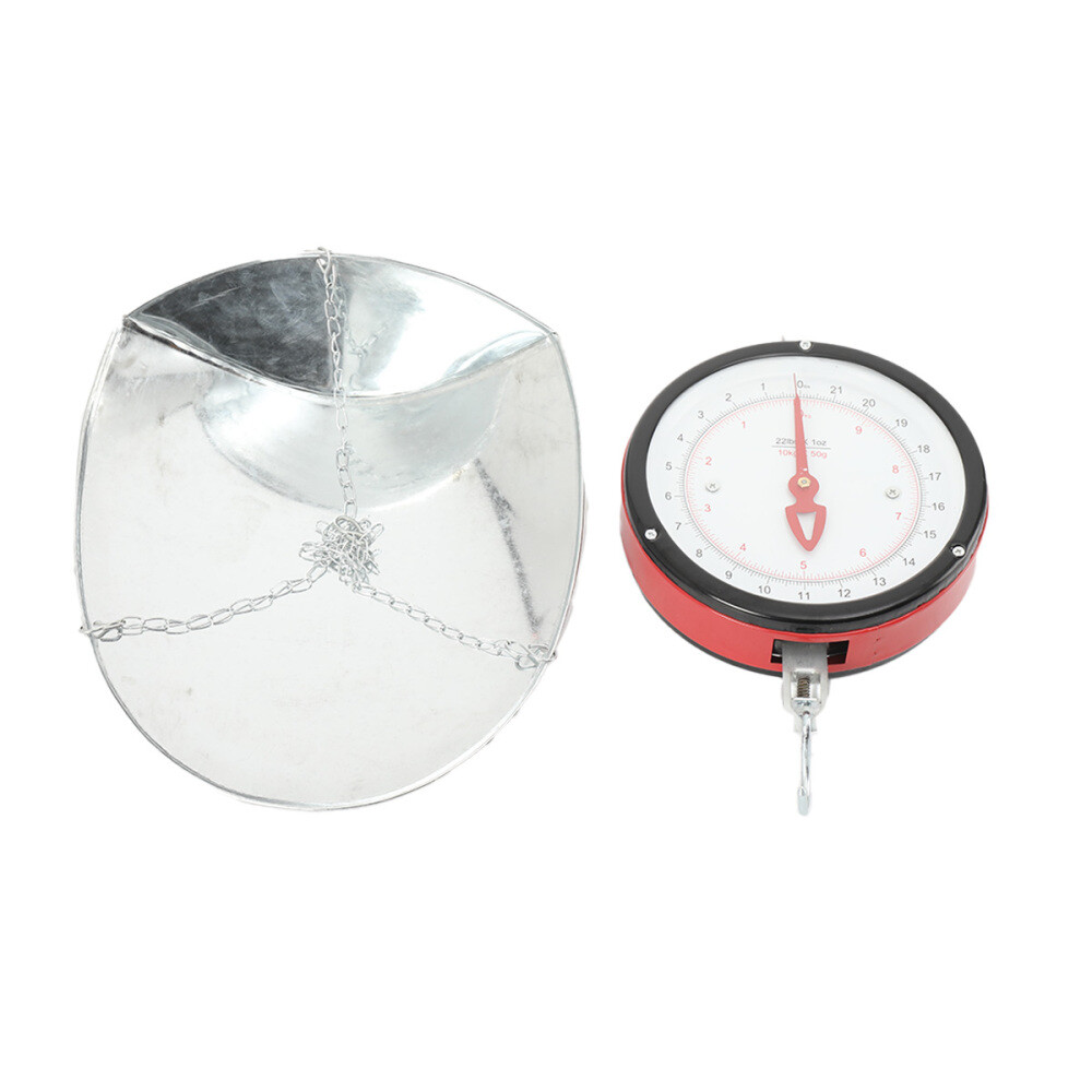 22LBS Double-Sided Dial Mechanical Hanging Scale with Scoop & Chain
