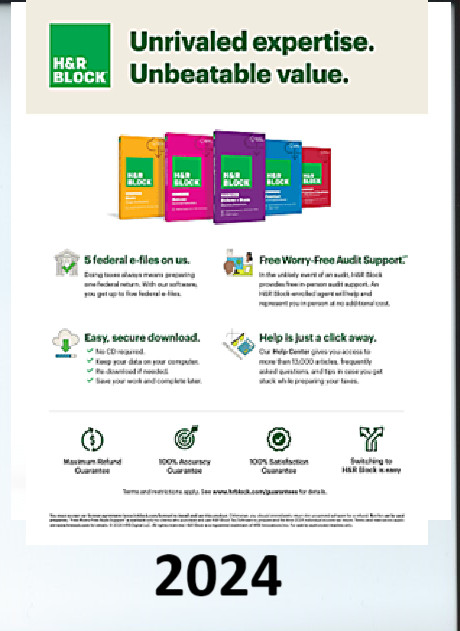 H&R Block Tax Software Deluxe & State fed Efile 2024 (PC/Mac by EMAlL)