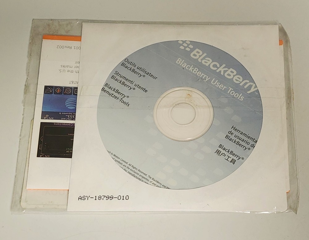 Blackberry Bold 9000 Quick Guide and User Tools Software Windows PC CD-ROM Disc