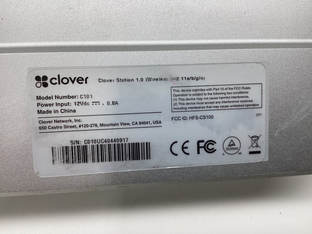 CLOVER STATION 1.0 C101 POS SYSTEM With P100 Printer READ