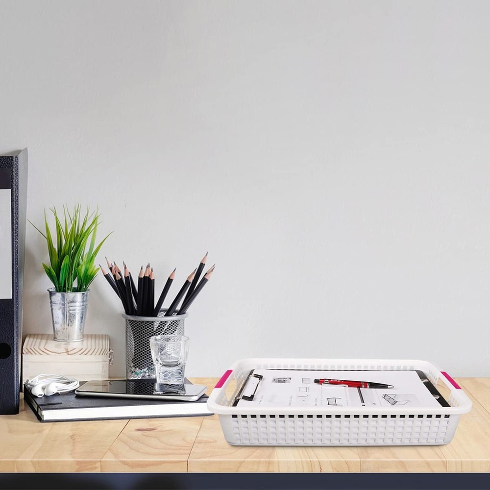 4-Pack Plastic Storage Baskets - Classroom Paper Turn in Trays Stackable for ...