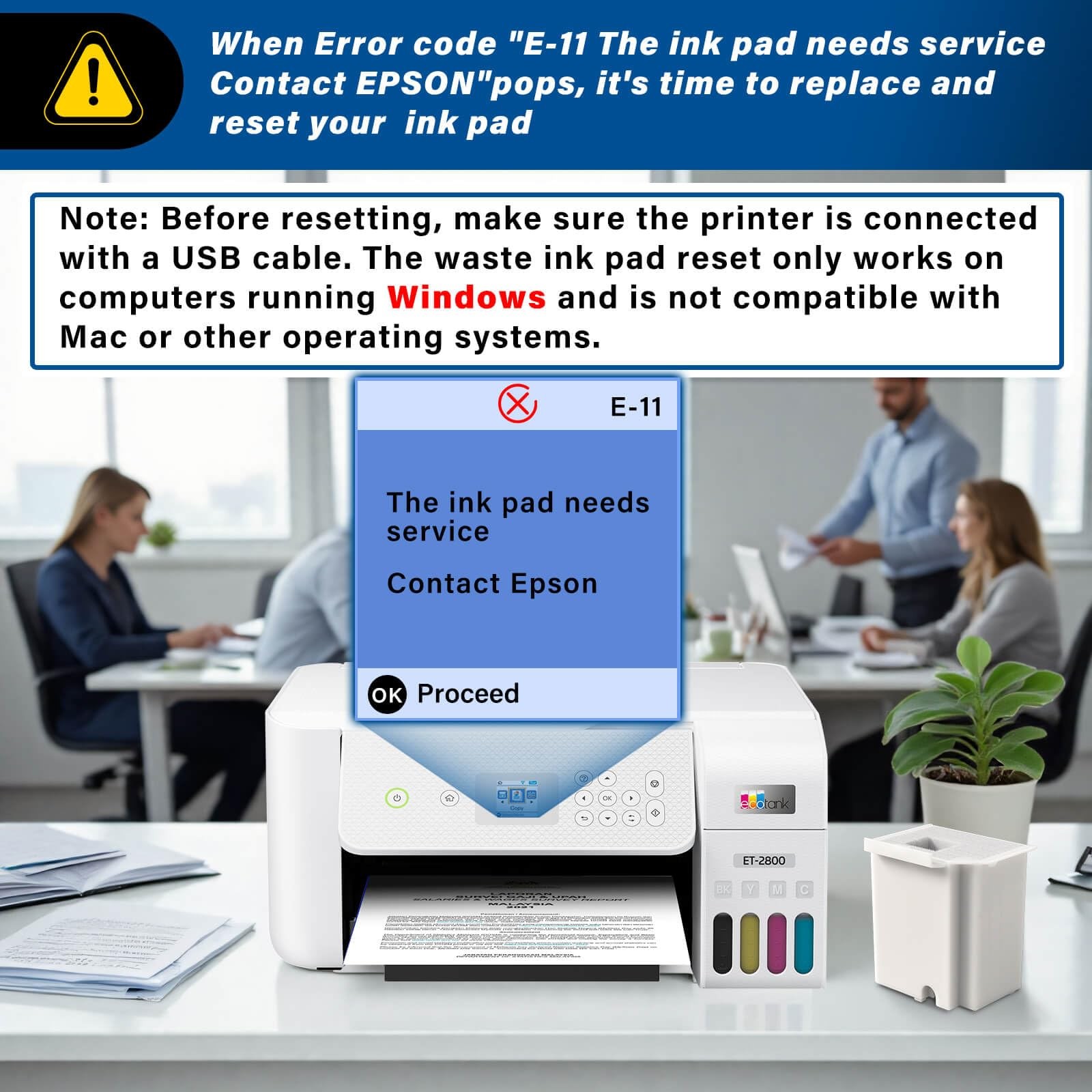 Waste Ink Pad Replacement with Reset Software for Ecotank ET-2800 ET-4800 ET-...