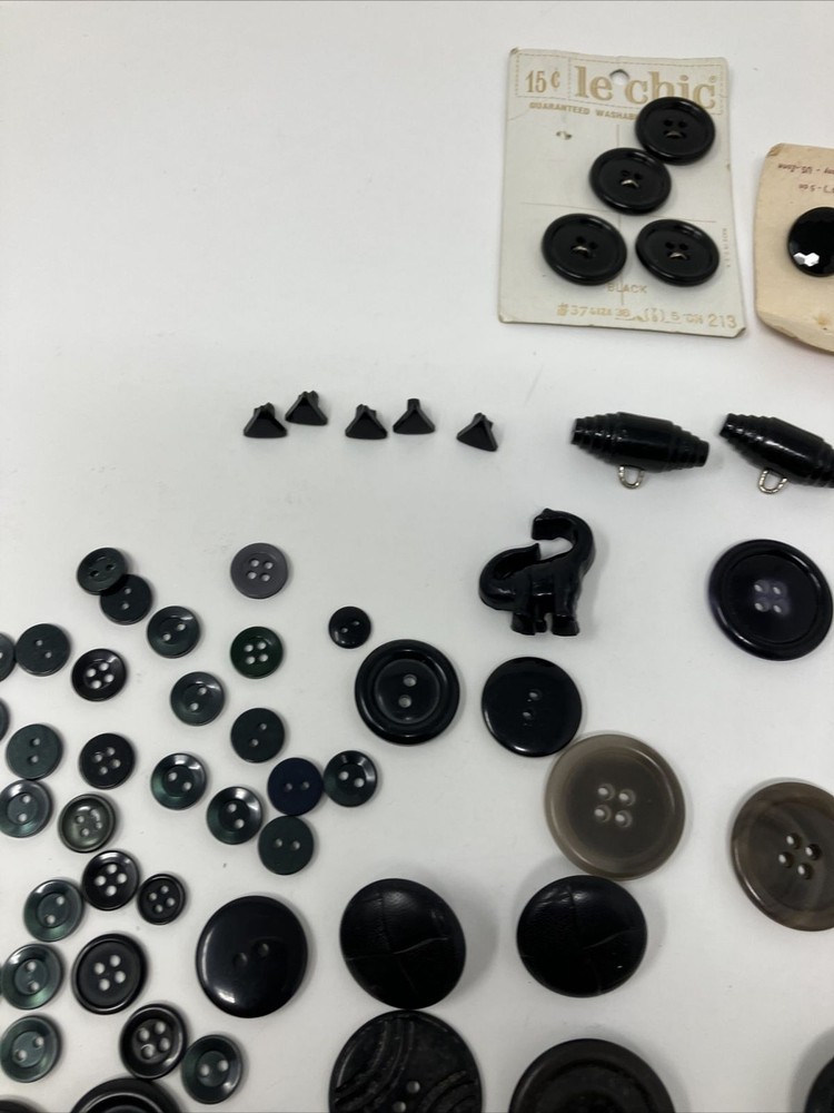 Vintage Button Lot Black Gray Mixed Lot
