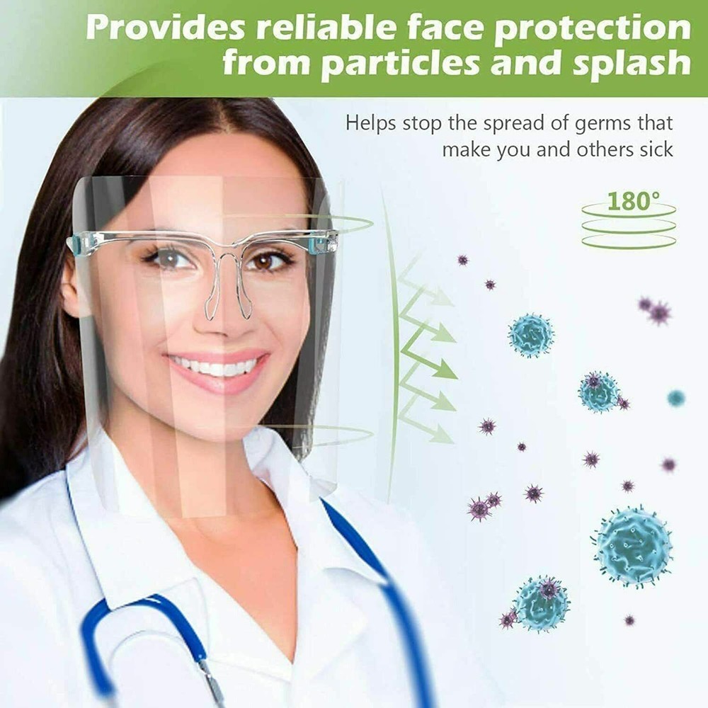 8 Pack Reusable Glasses Frame Face Shield Clear Visor Protective from Droplets.