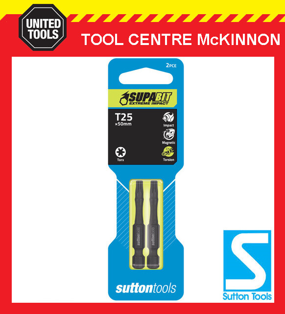 2 x SUTTON IMPACT SUPABIT TORX T25 x 50mm POWER INSERT BIT FOR IMPACT DRIVERS