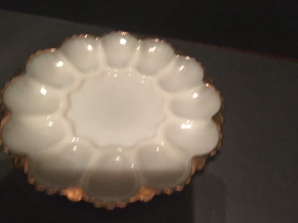 vintage milk glass egg tray