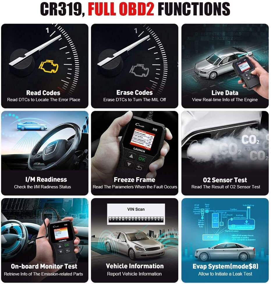 LAUNCH CR319 OBD2 Scanner Universal Car Fault Code Reader Engine Diagnostic Tool