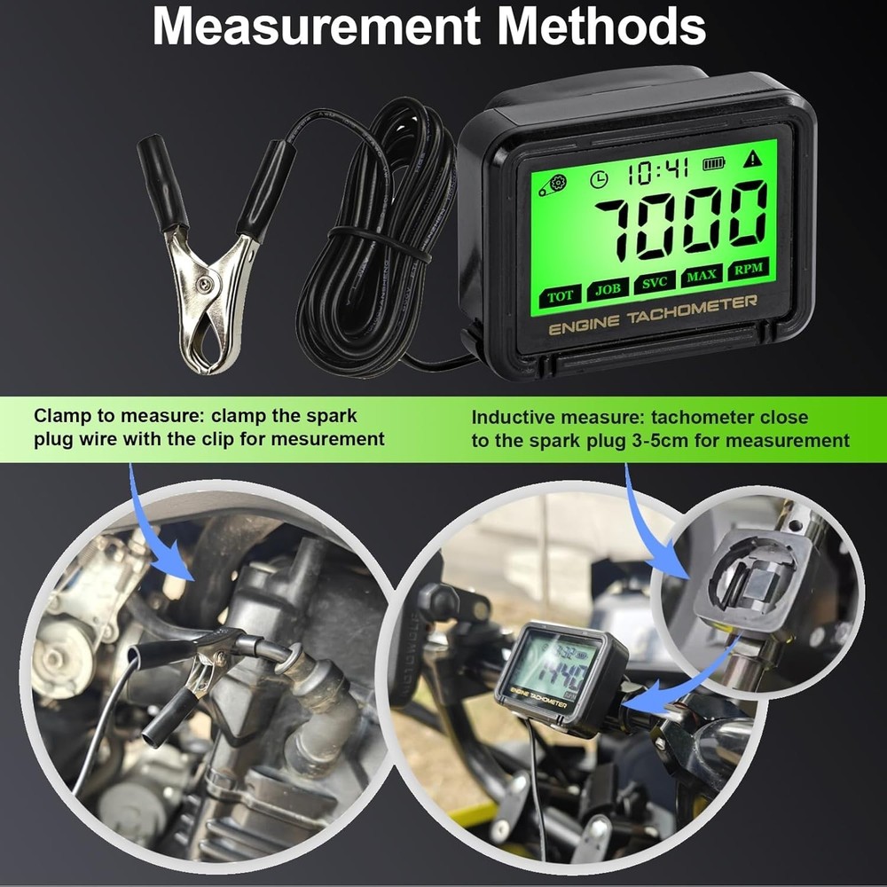 Multifunctional Digital Tachometer with Clip - Ideal for Chainsaws & Mowers