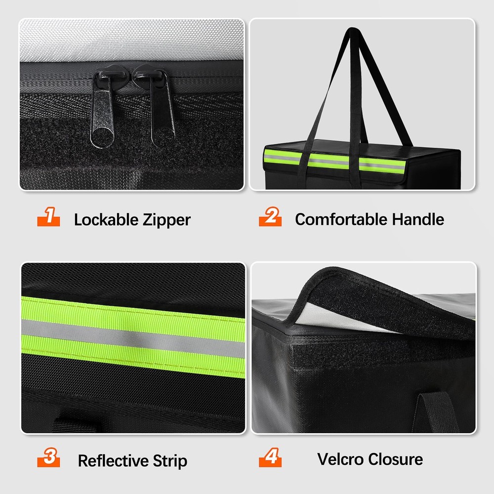 Fireproof Document Bag 24x12x12 Inch Large Waterproof Storage Box Black