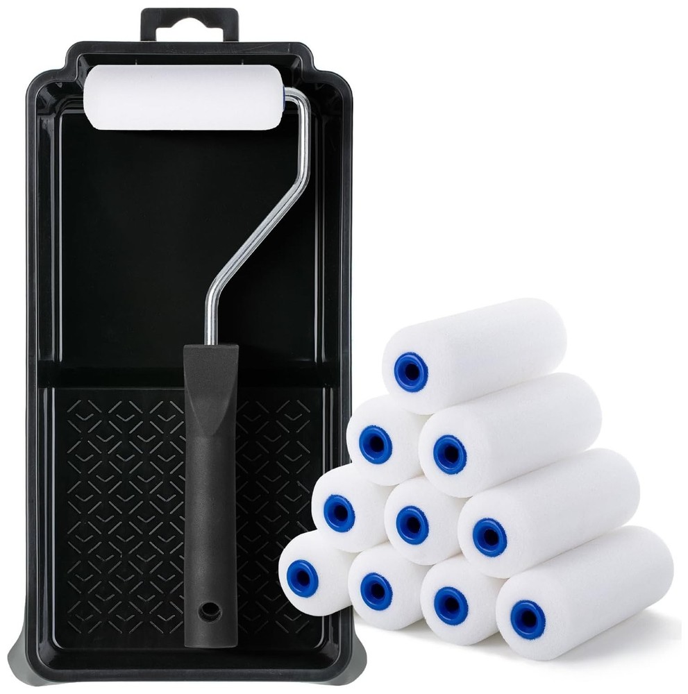 Bates- 4 Inch Foam Paint Roller Set,12 pcs,Small Paint Roller Kit Includes 1 x