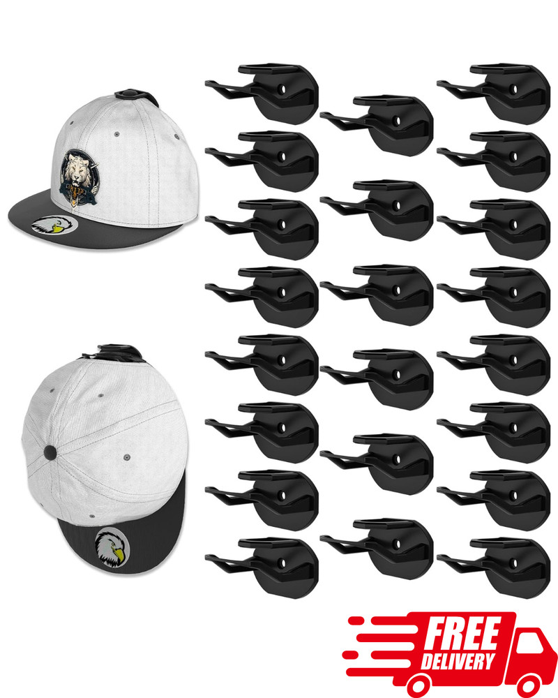 22 Pack Adhesive Hat Hooks Wall Mount Rack Organizer for Caps Hats No Drilling