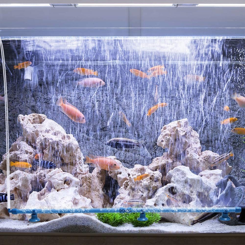 Quickun Aquarium Air Stone Bubble Wall Tube Oxygen Diffuser Bar 23 inch, Blue