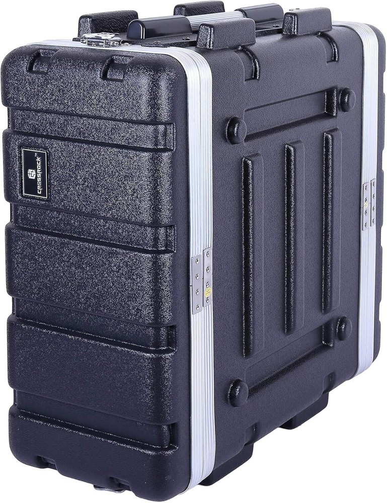 Crossrock Stackable 4U Rack Case, Standard 19.25” Depth, Polyethylene Hard-Black