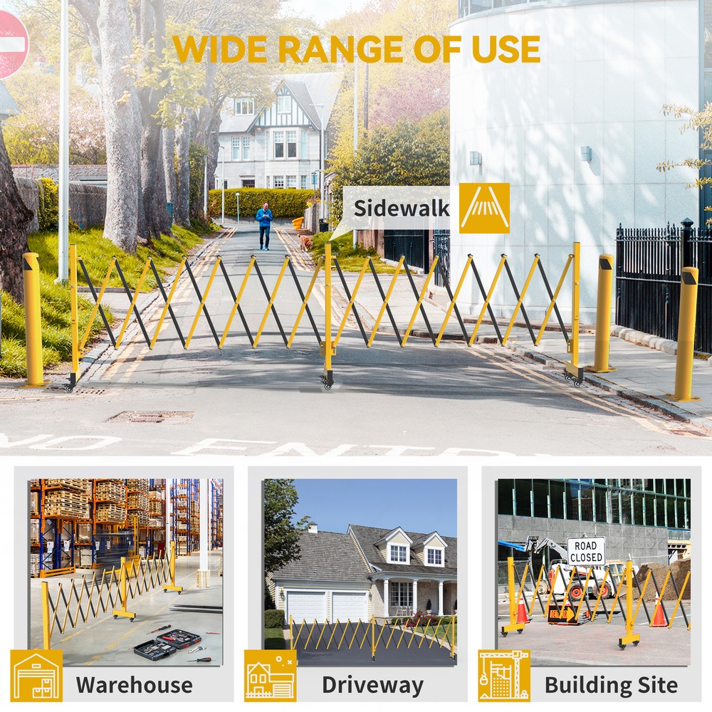 Metal Expandable Barricade Gate 16FT Folding Security Retractable Driveway Gate