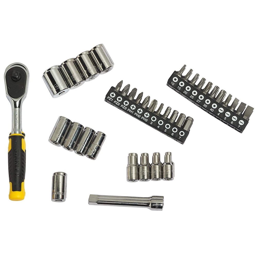 STANLEY STMT82672-0 1/4" Chrome Compact Socket Set OR Vehicle Tool Kits (Silver)