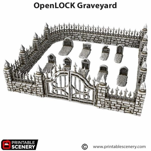 OpenLock Graveyard Corpses, Crypts 3D Printed Tabletop Terrain DND (32mm)