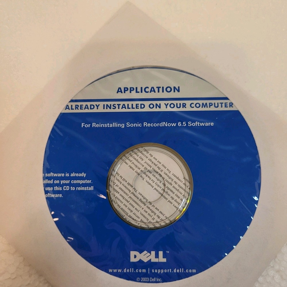 DELL Application For Reinstalling Sonic RecordNow 6.5 Software