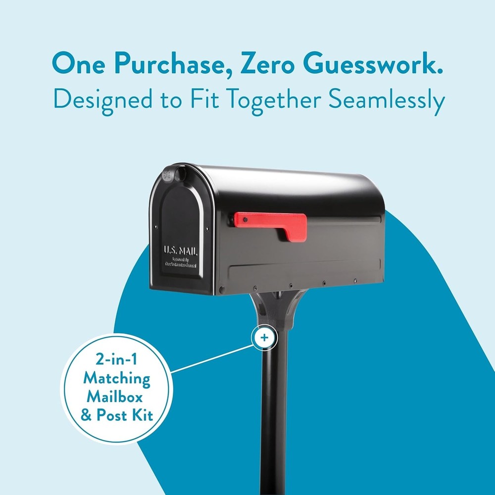 Architectural Mailboxes 7680B-10 MB1 Mount Mailbox and Medium, Black