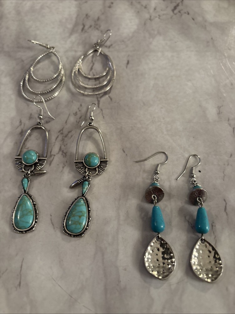 faux turquoise/silver Toned Earrings
