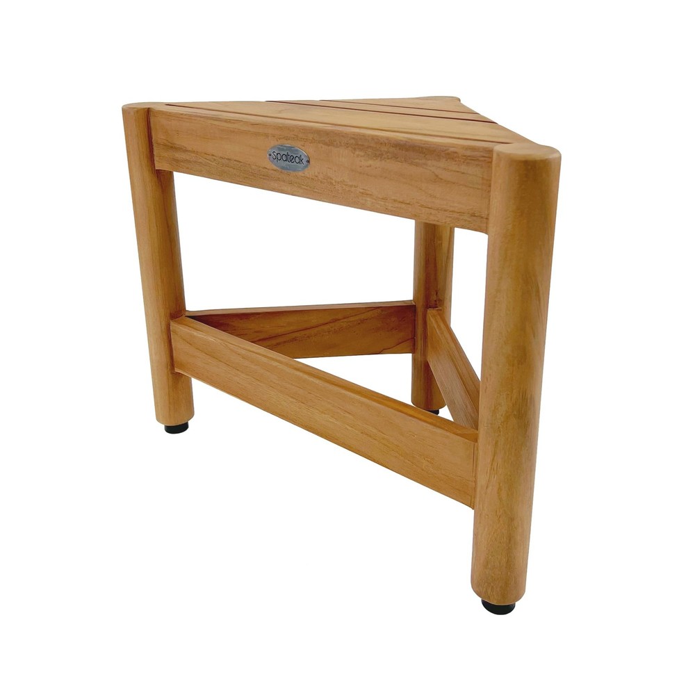 Asta Select Solid Teak Corner Shower/Bath/Outdoor Corner Foot Stool, Teak Woo...