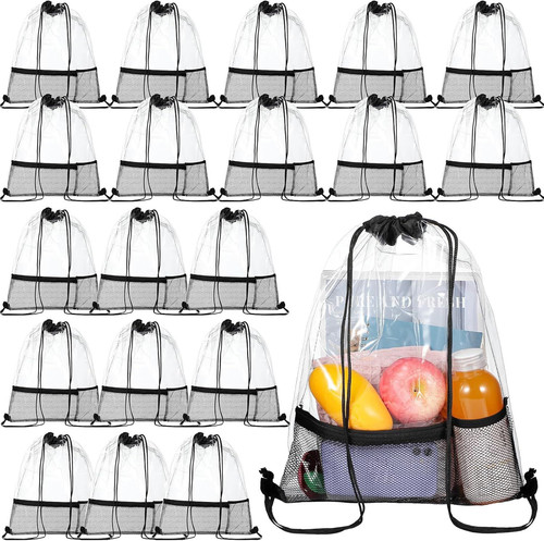 Riakrum 20 Pack Clear Drawstring Bags Bulk Stadium Approved Drawstring...