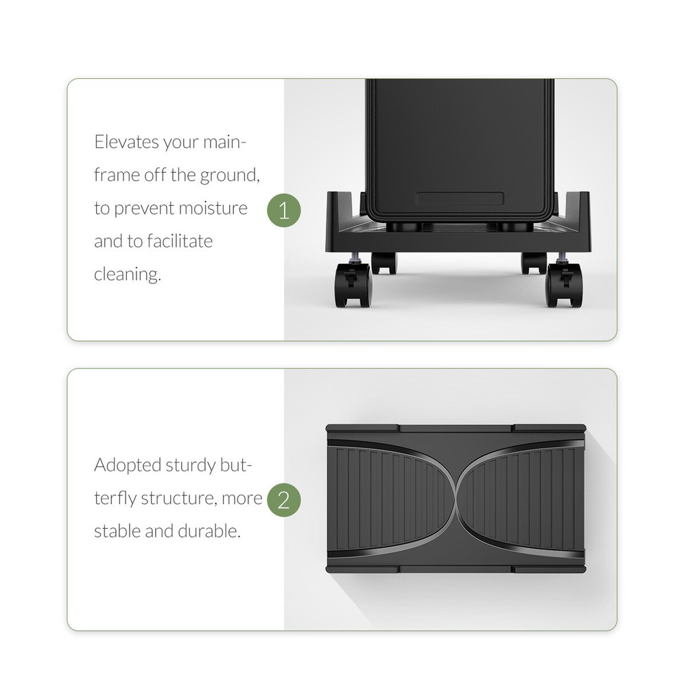 ORICO Mobile CPU Stand Adjustable Computer Tower Desktop Holder +4 Caster Wheels