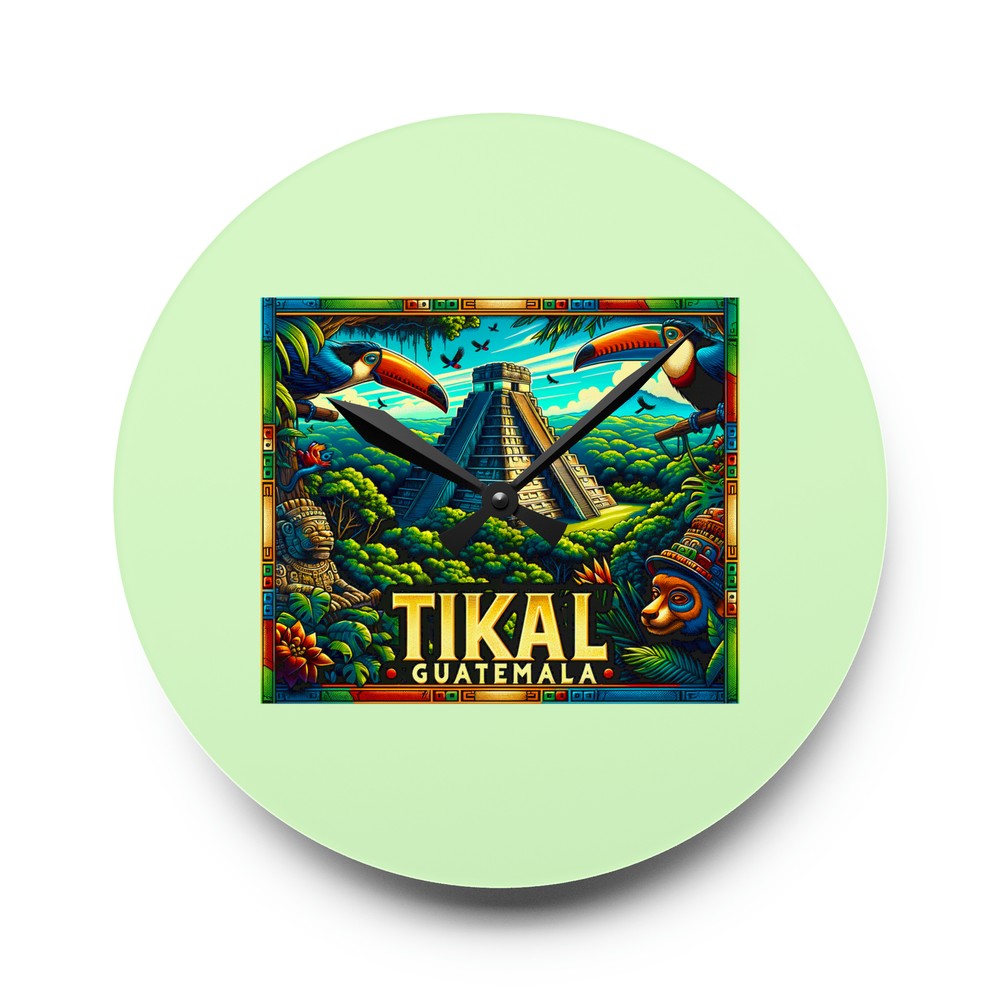 Tikal Guatemala Wall Clock (Acrylic)