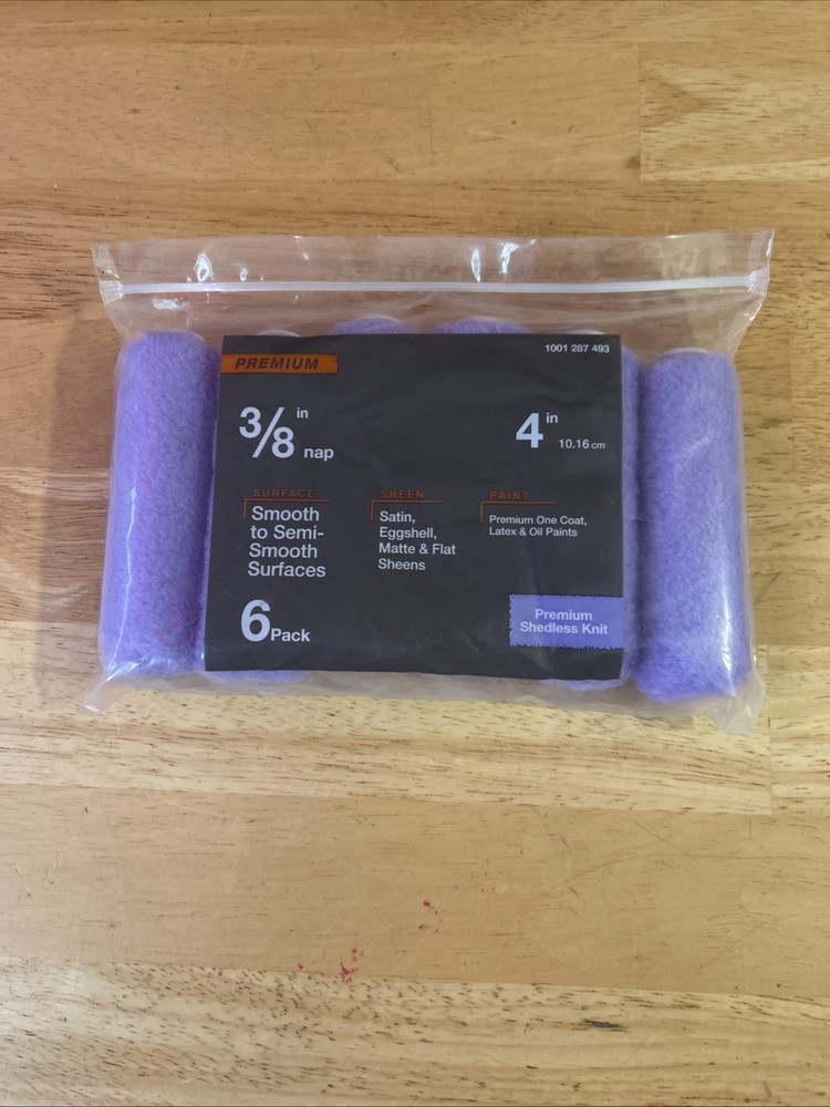 Mini Paint Roller High-Capacity Polyester 4 In.X 3/8 In. (6-Pack)