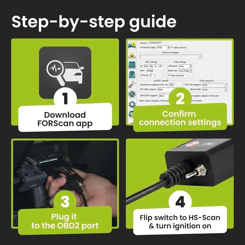 FORScan ELM327-based OBD2 to USB Diagnostic Scan Tool with MS-Can/HS-Can Switch