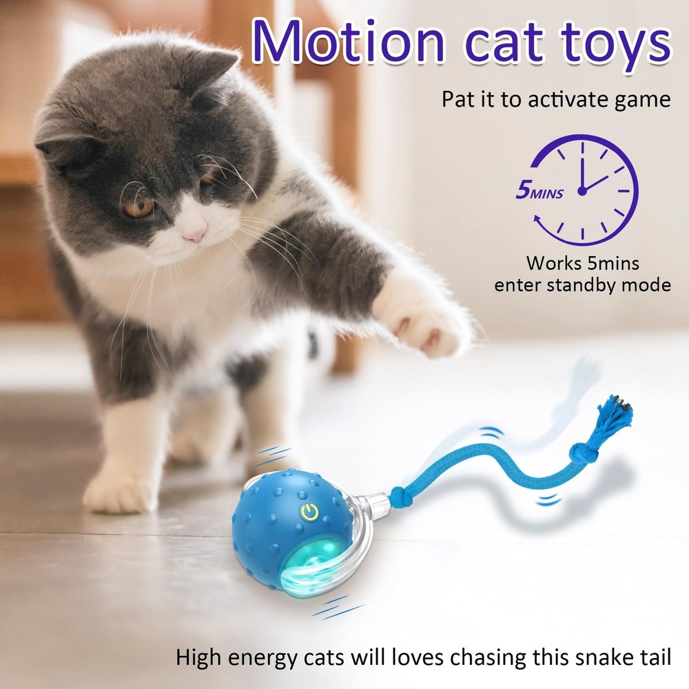 Cat Toys Interactive with Motion Activated & Chirping, Rolling Super Fast on ...