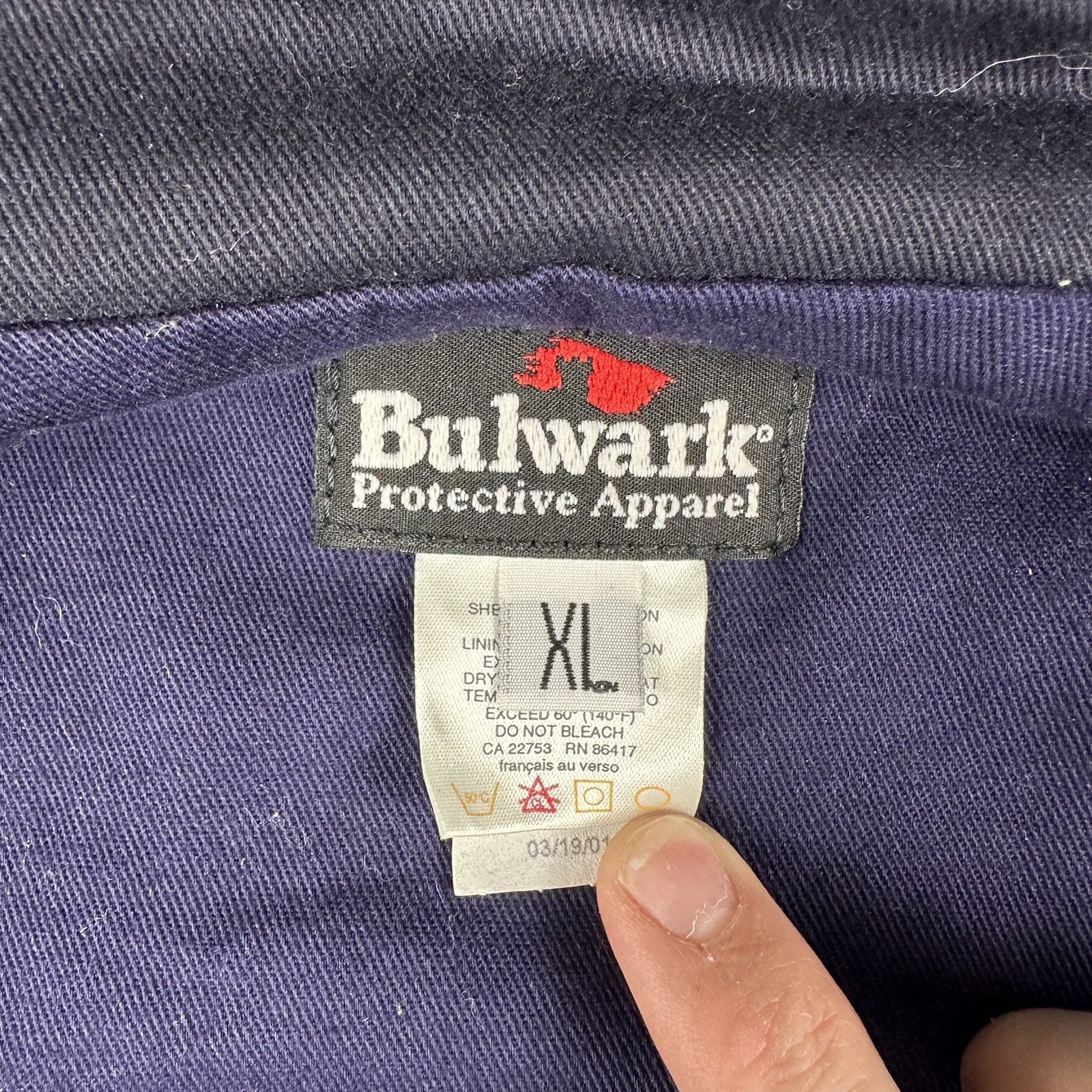 Bulwark FR Jacket Mens XL Blue Flame Resistant Workwear Snap Zip Hooded