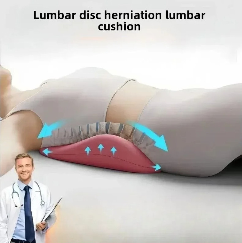 Ergonomic Lumbar Support Cushion Memory Foam Bed Back Support Pillow