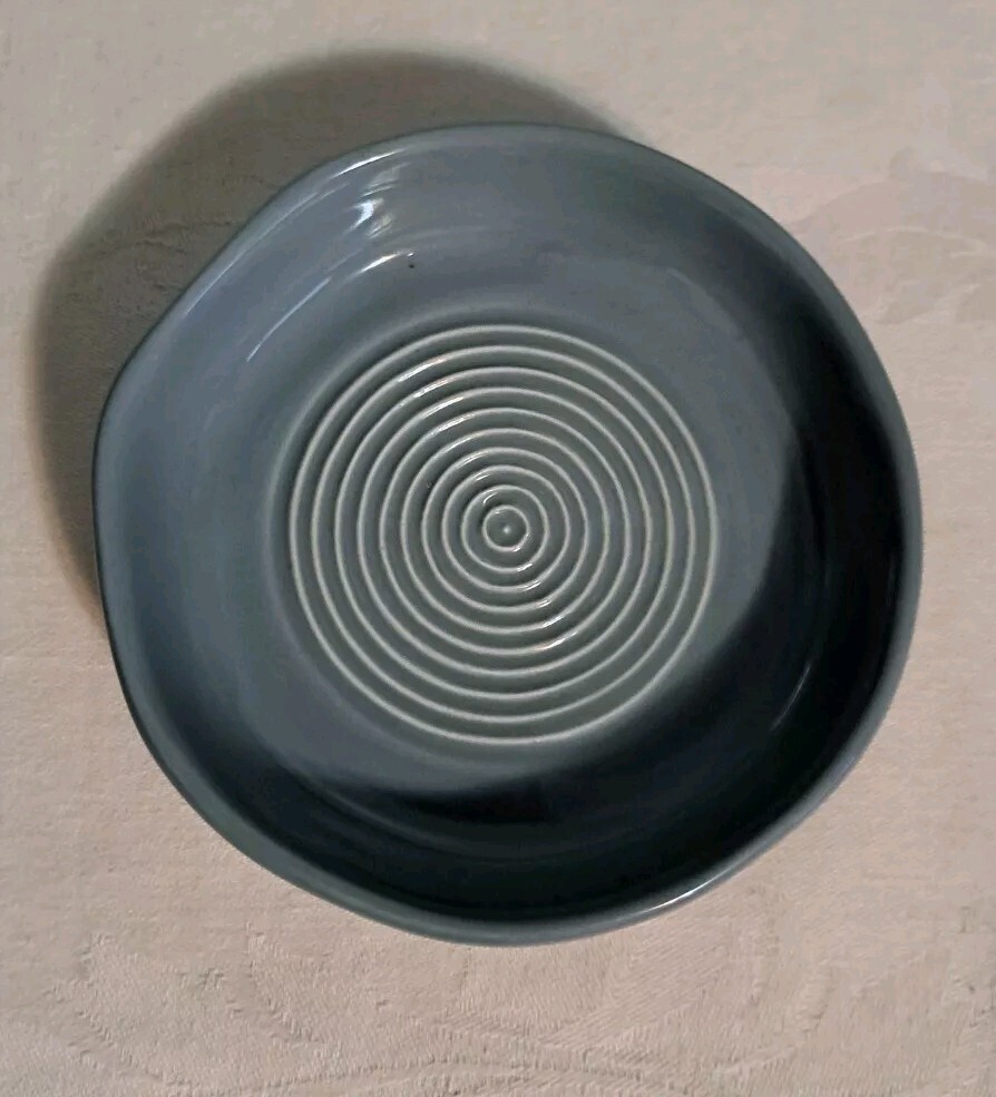 Garlic Grater Bread Dip Dish Ceramic Gray 3.5 Inch