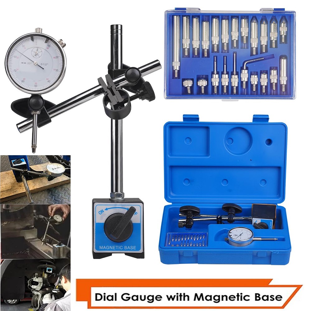 Dial Indicator with Magnetic Base 0.001"Precision Gauge Test Indicator Point Set
