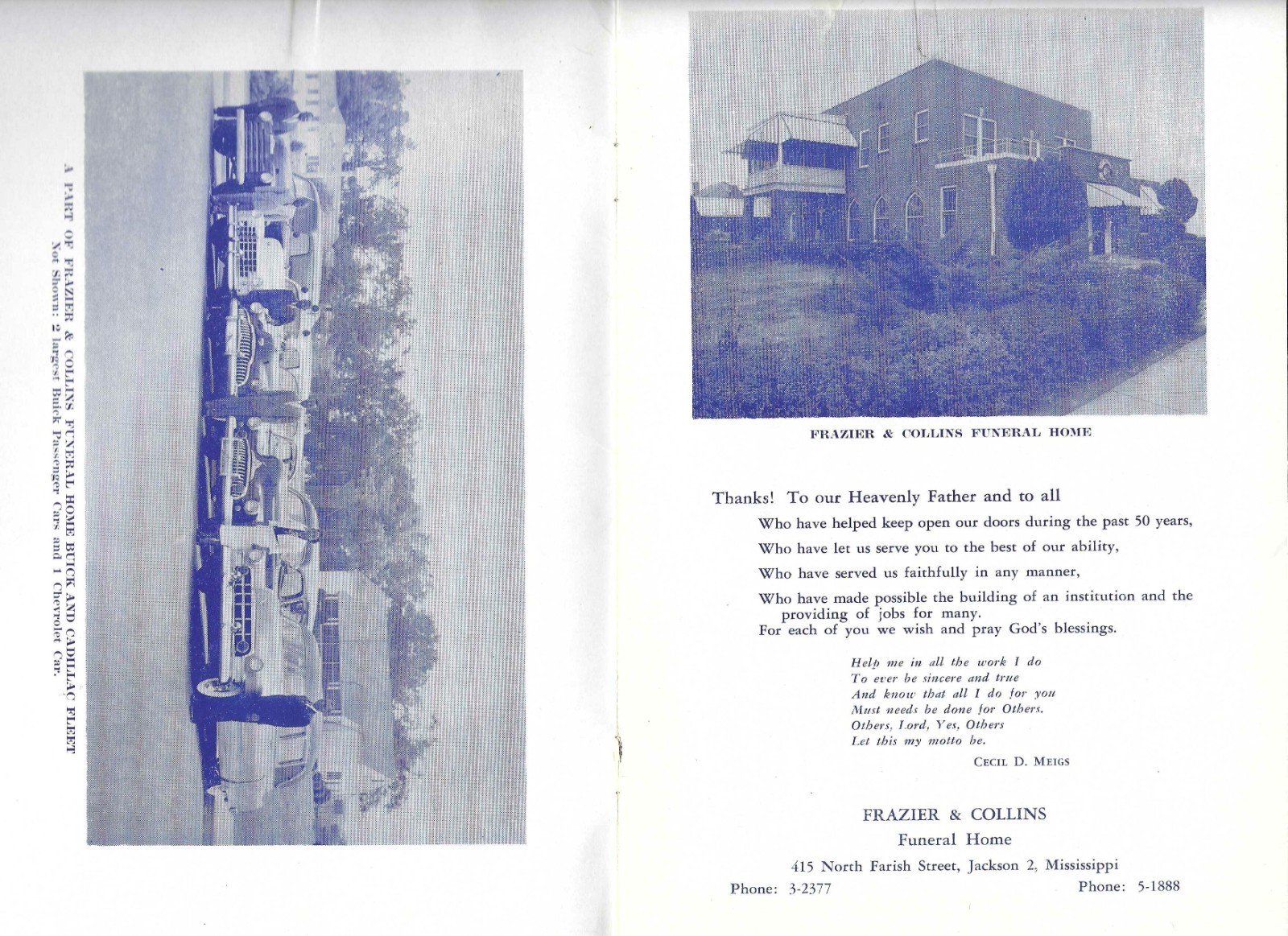 1953 Jackson Mississippi~African American Funeral Home Program~Frazier & Collins