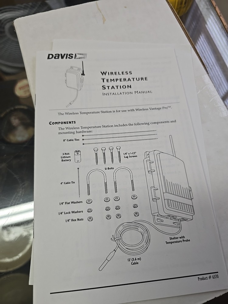 Davis Remote Temperature Station for Vantage Pro # 6370 New Open Box