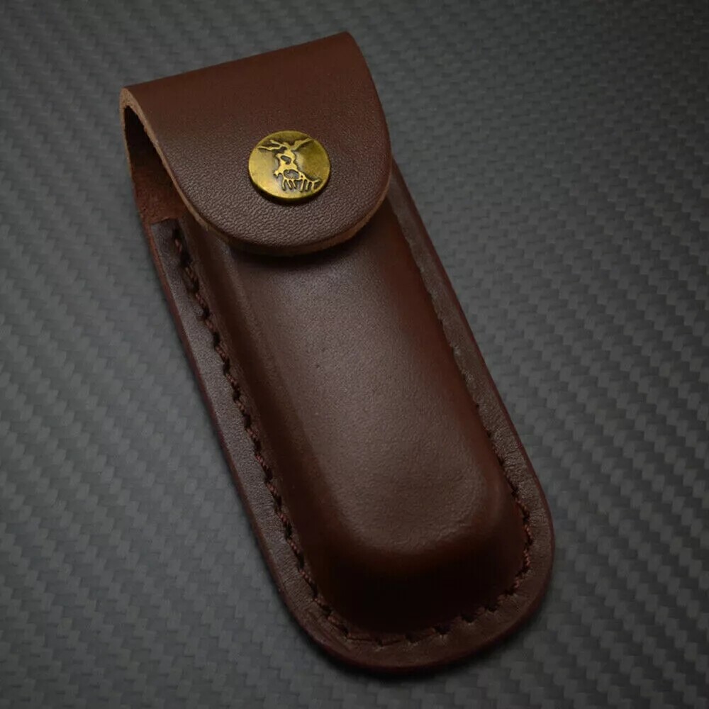 2pcs Leather Sheath Pocket For 5" Belt Carrying Multi Tool Folding Knife Case