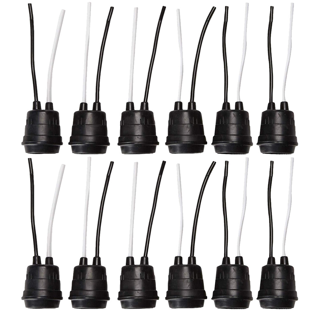 Waterproof Lamp Socket 12 Pack Black Pigtail Lamp Holder Socket E27