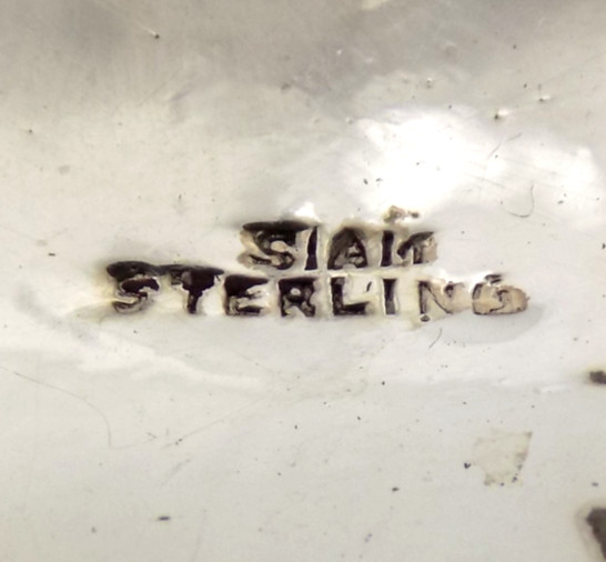 ESTATE SIAM STERLING & WHITE ENAMEL DANCER BROOCH 7.9GR #1857