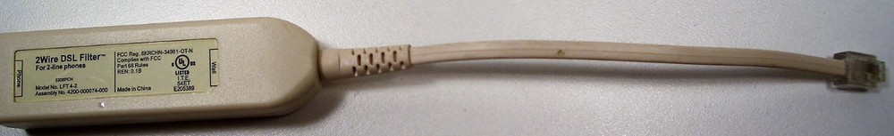 2WIRE DSL FILTER FOR 2 LINE PHONES MODEL:LFT 4-2 NEW