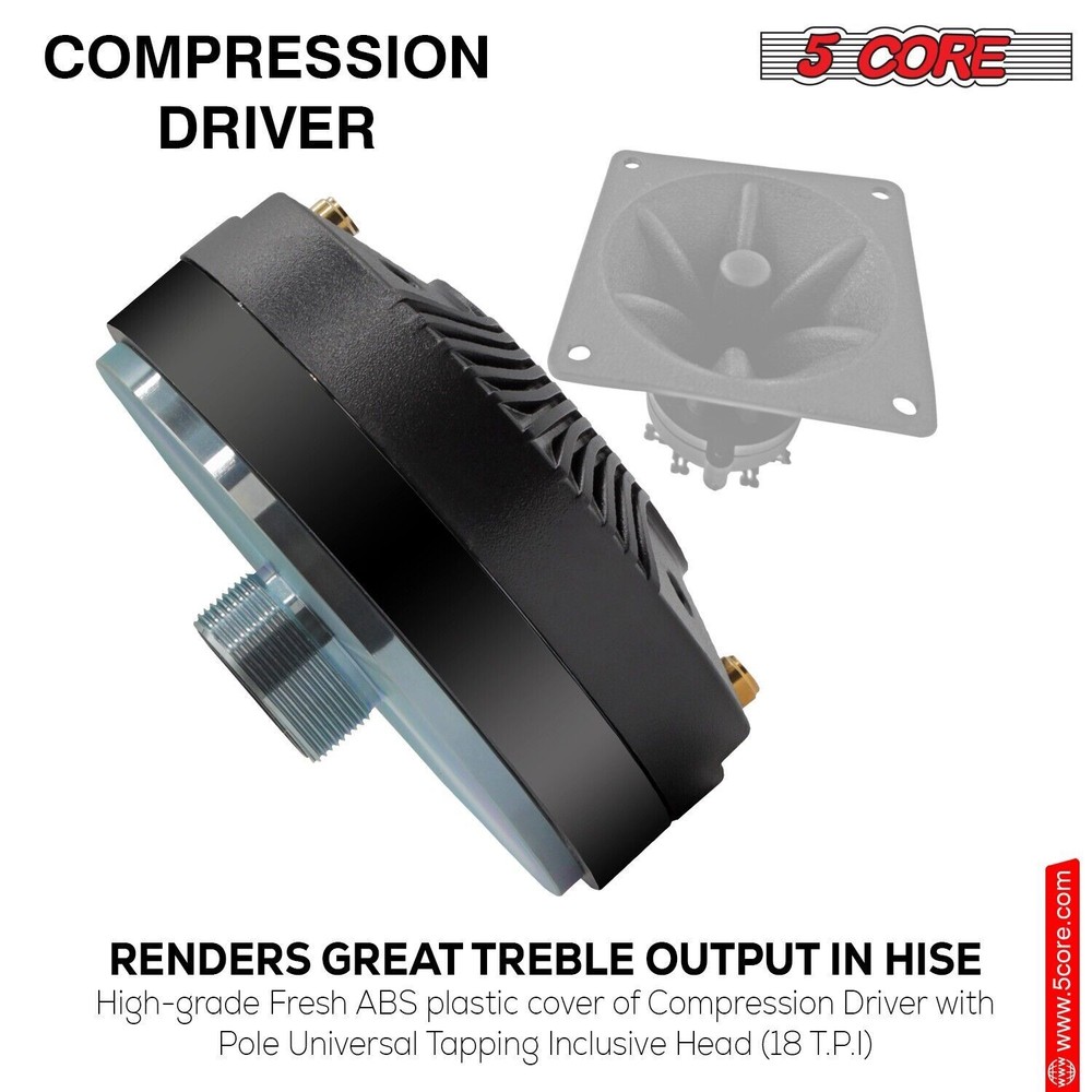 5Core Compression Driver 135W RMS 8 Ohm Titanium Horn Throat Tweeter Speaker