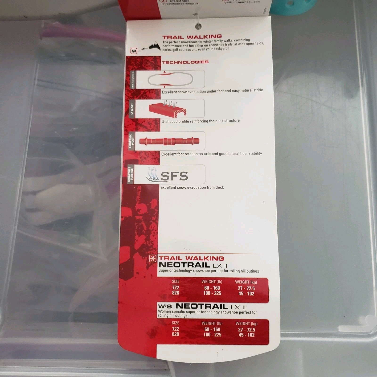 Louis Garneau Neotrail LX II Trail Walking Snowshoes Women's 828 Large NEW