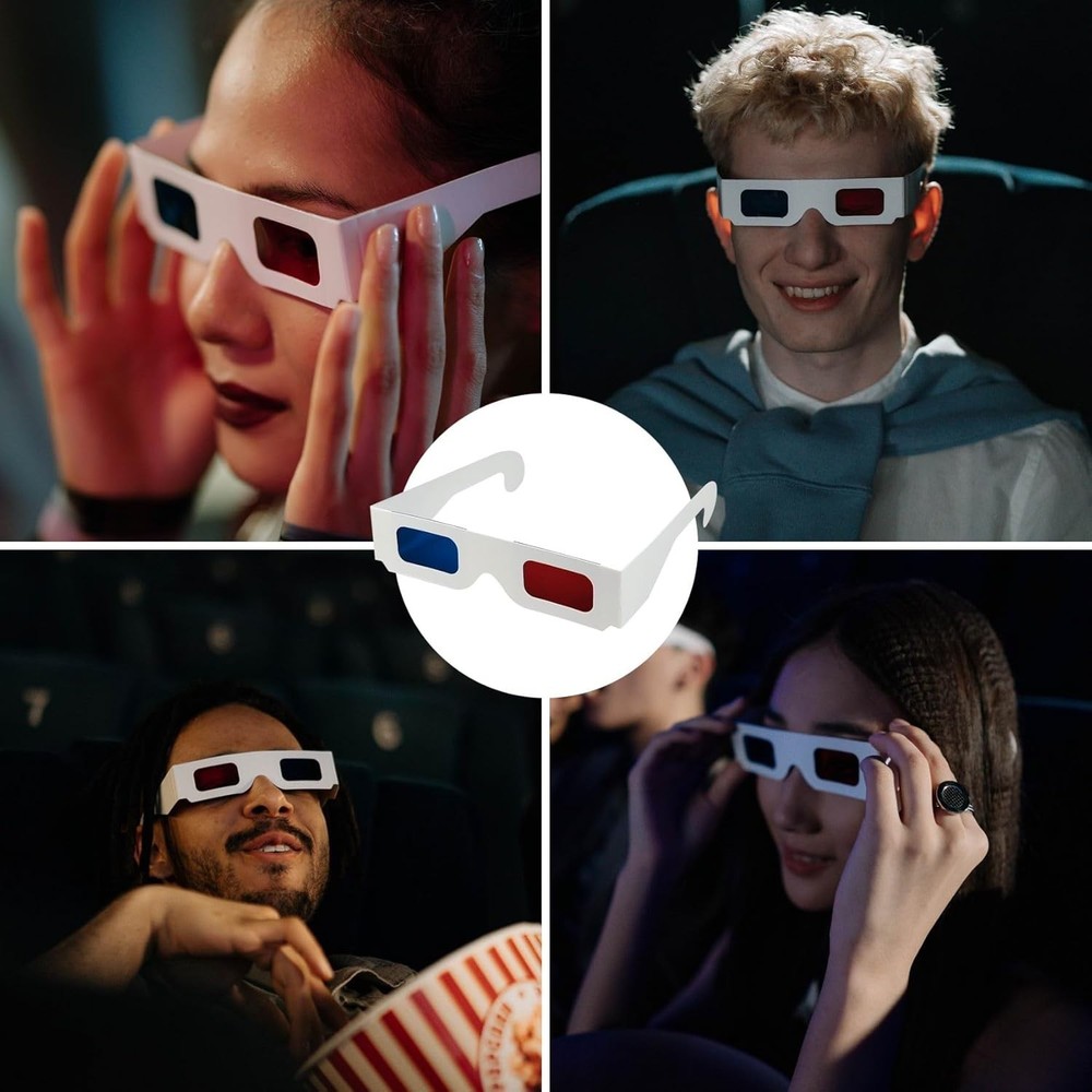 5 Pcs Classic 3D Glasses - Red and Blue Anaglyph with Adjustable Fit