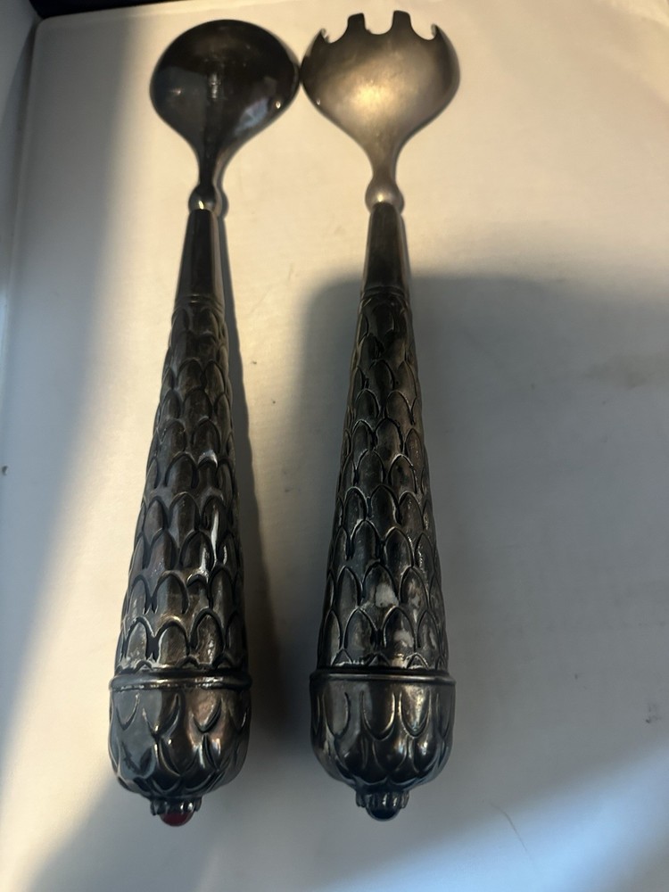 Vintage Silver Plated Salad Serving Fork & Spoon Set