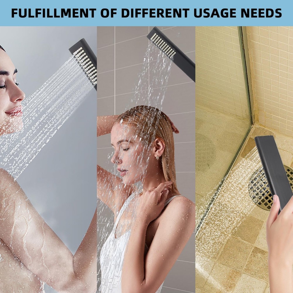 Solid Brass Handheld Shower Head Arc Design High Pressure Matte Black Hand Sh...