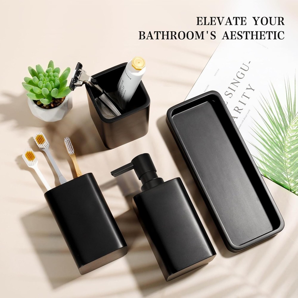 Bathroom Accessories Set, 4 Pcs Bathroom Accessory Set, Soap Dispenser, Toothbru