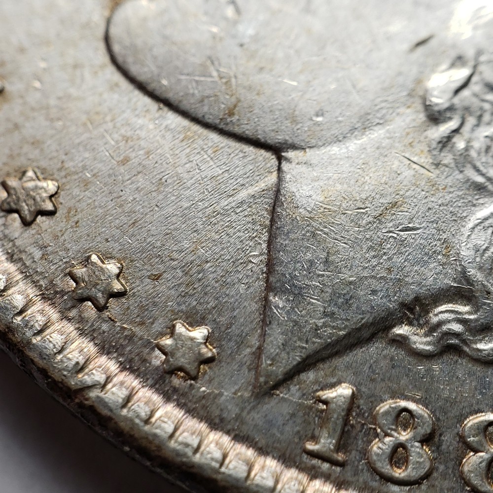 1886 $1 Morgan Silver Dollar - VAM-6B High 6, Multiple Clashed Obverse - D6606